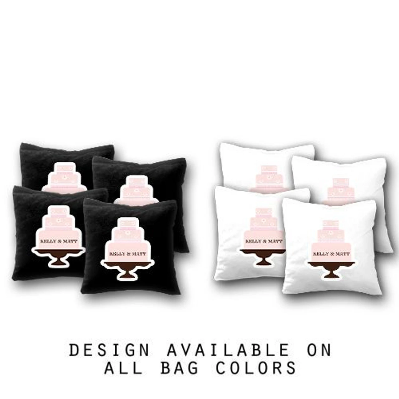 Custom Wedding Cake Cornhole Bags - Set Of 8