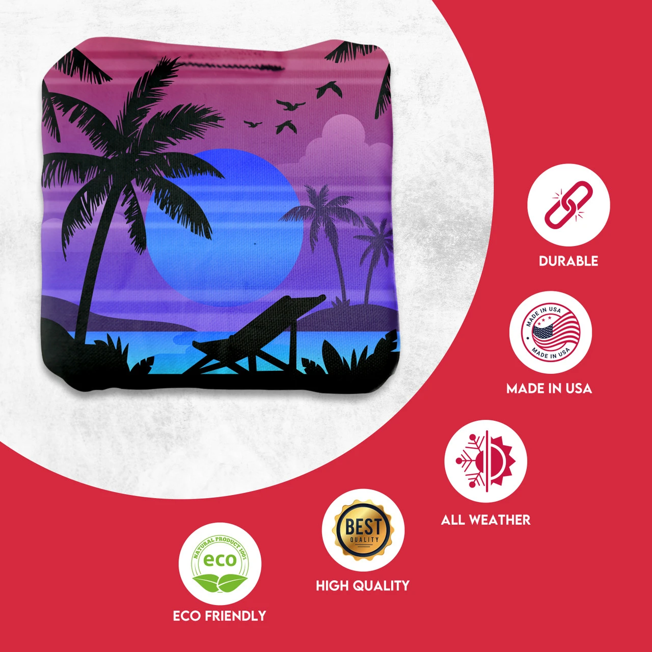Colorful Beach Professional Cornhole Bags - Set Of 8 - Image 2