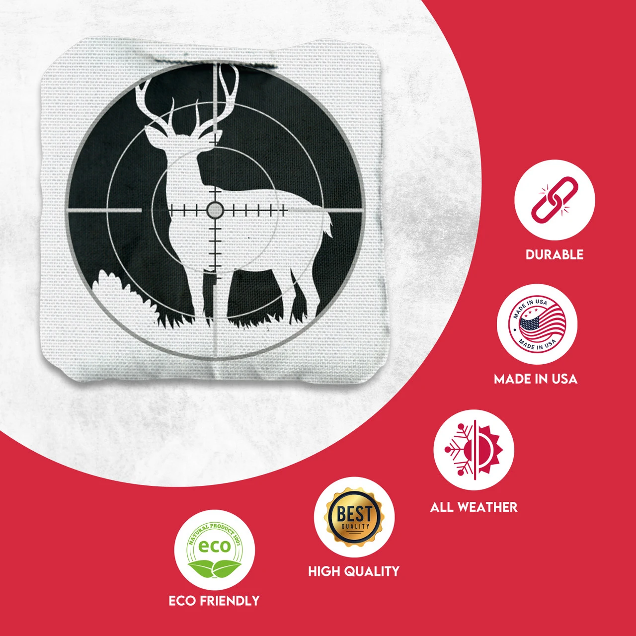 Black White Deer In Scope Professional Cornhole Bags - Set Of 8 - Image 2