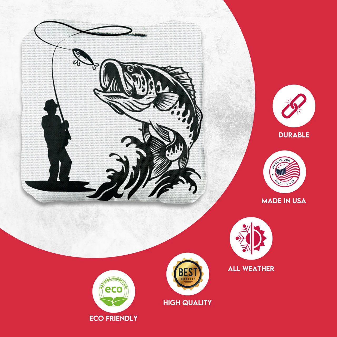 White Brown Fish Professional Cornhole Bags - Set Of 8 - Image 2