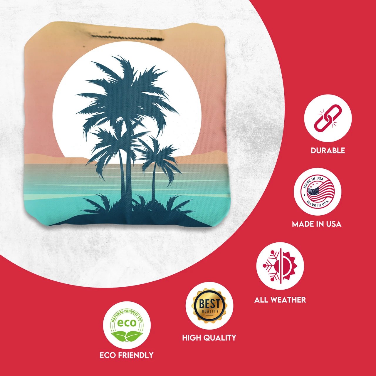 Palm Trees Sun Behind Professional Cornhole Bags - Set Of 8 - Image 2