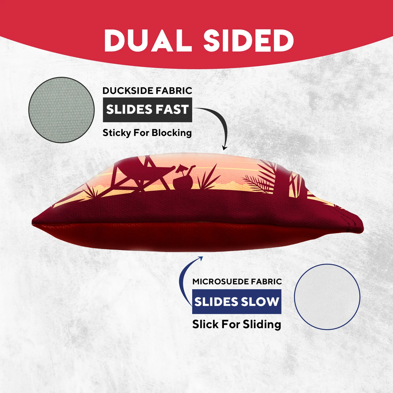 Red Blue Beach Chair Tournament Cornhole Bags - Set Of 8 - Image 3