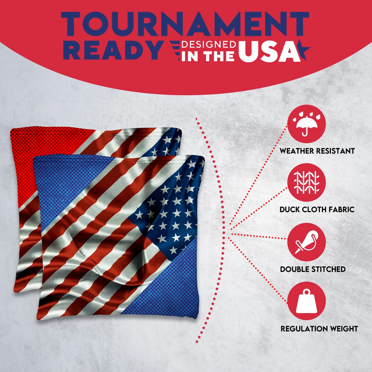 Sideway Flag Tournament Cornhole Bags - Set Of 8 - Image 5
