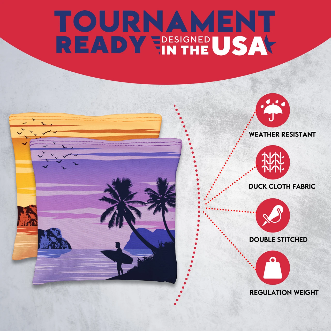 Orange Purple Beach Tournament Cornhole Bags - Set Of 8 - Image 5