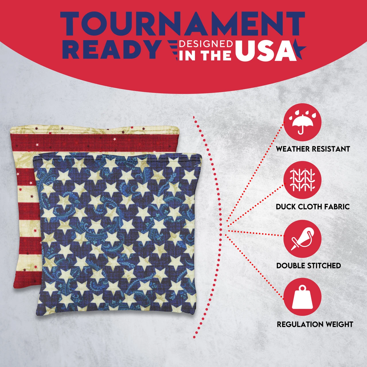 Stars Stripes Tournament Cornhole Bags - Set Of 8 - Image 5