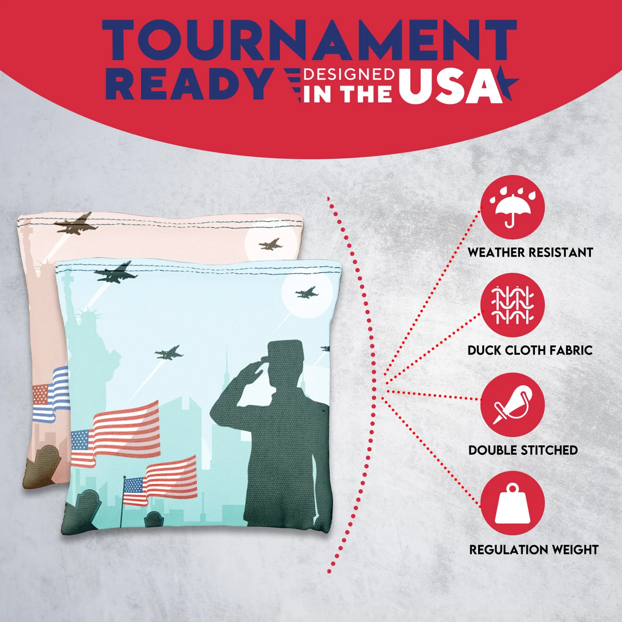 Soldier Salute Tournament Cornhole Bags - Set Of 8 - Image 5