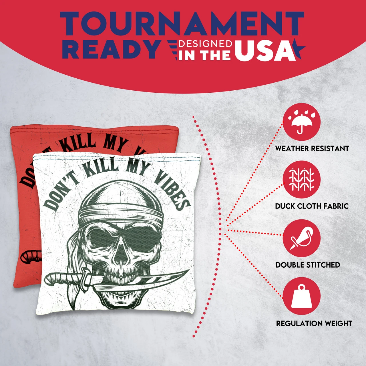 Don't Kill My Vibes Tournament Cornhole Bags - Set Of 8 - Image 5