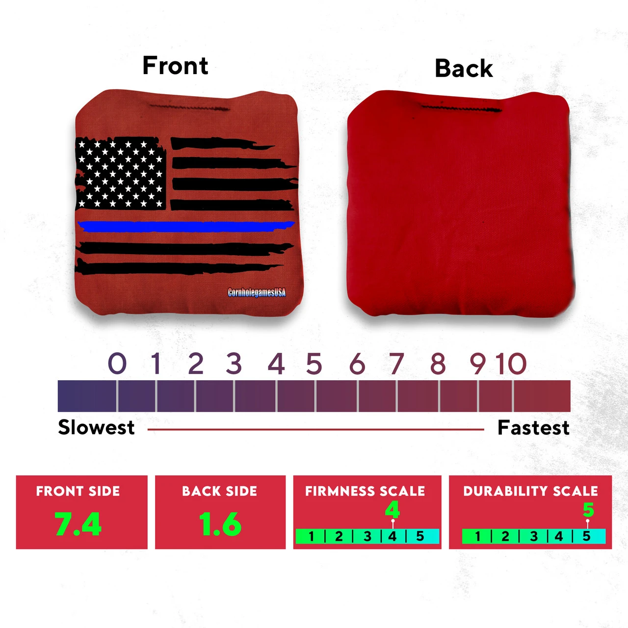 Blue Line Red Line Professional Cornhole Bags - Set Of 8 - Image 4