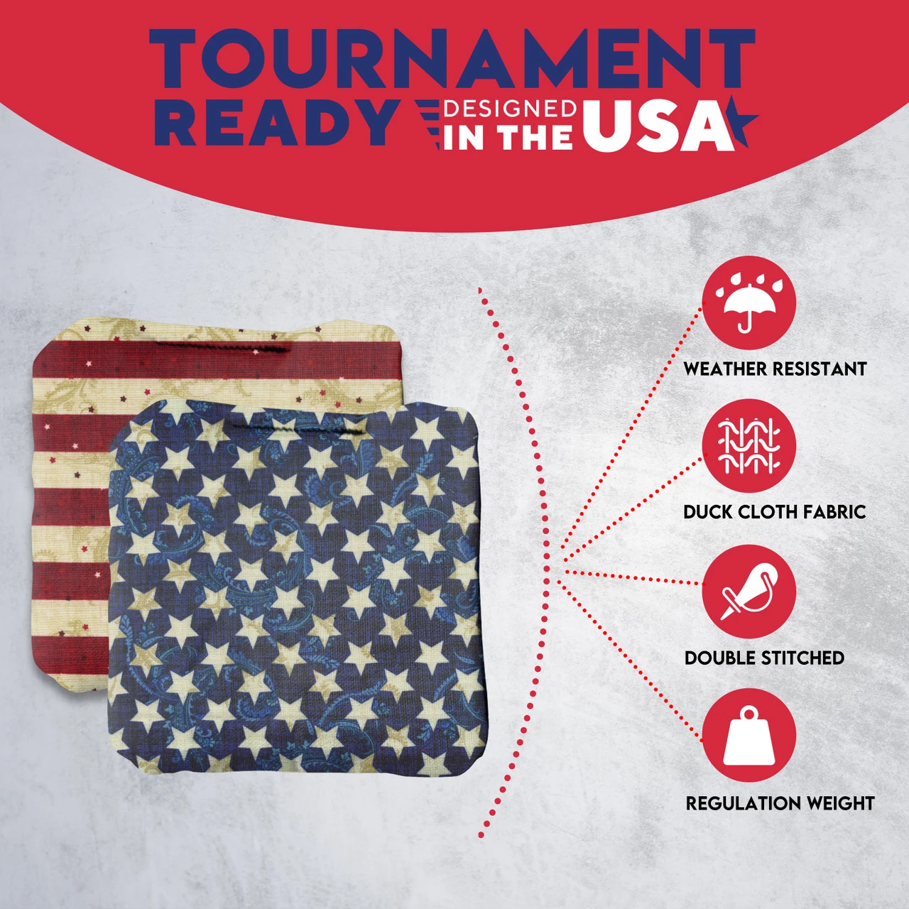 Stars Stripes Professional Cornhole Bags - Set Of 8 - Image 5