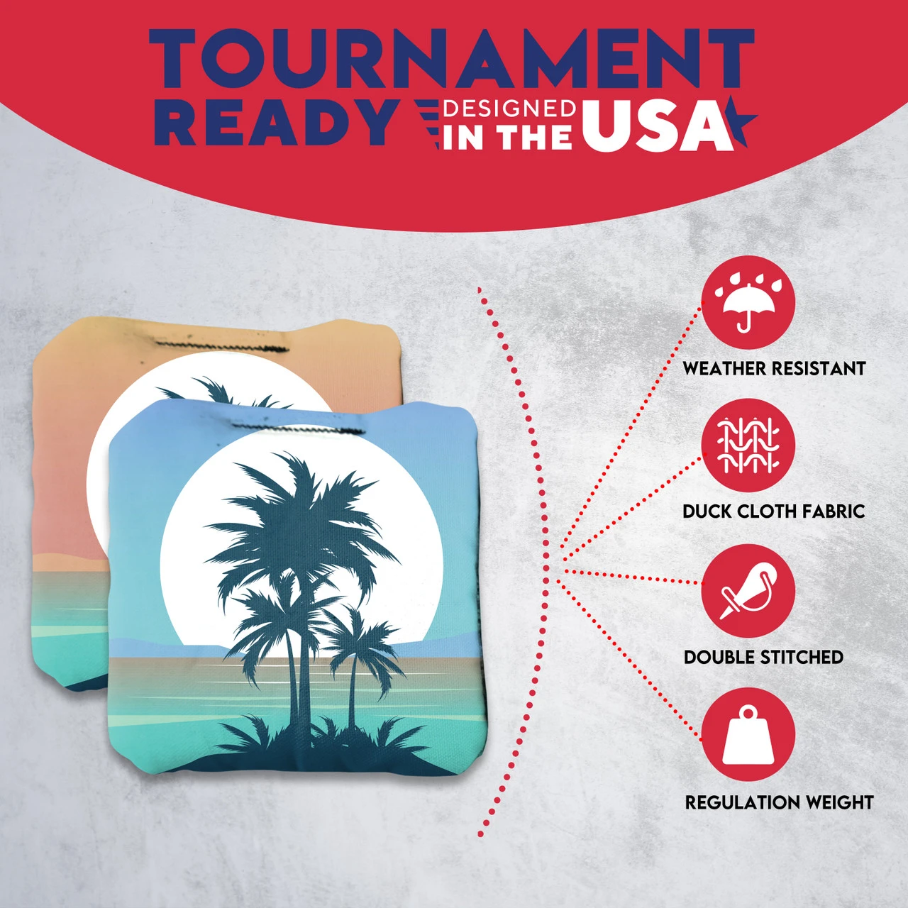 Palm Trees Sun Behind Professional Cornhole Bags - Set Of 8 - Image 5