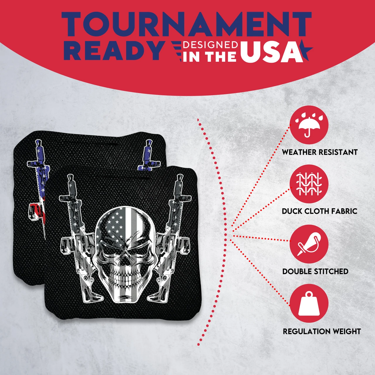 Flag Skull Guns Professional Cornhole Bags - Set Of 8 - Image 5