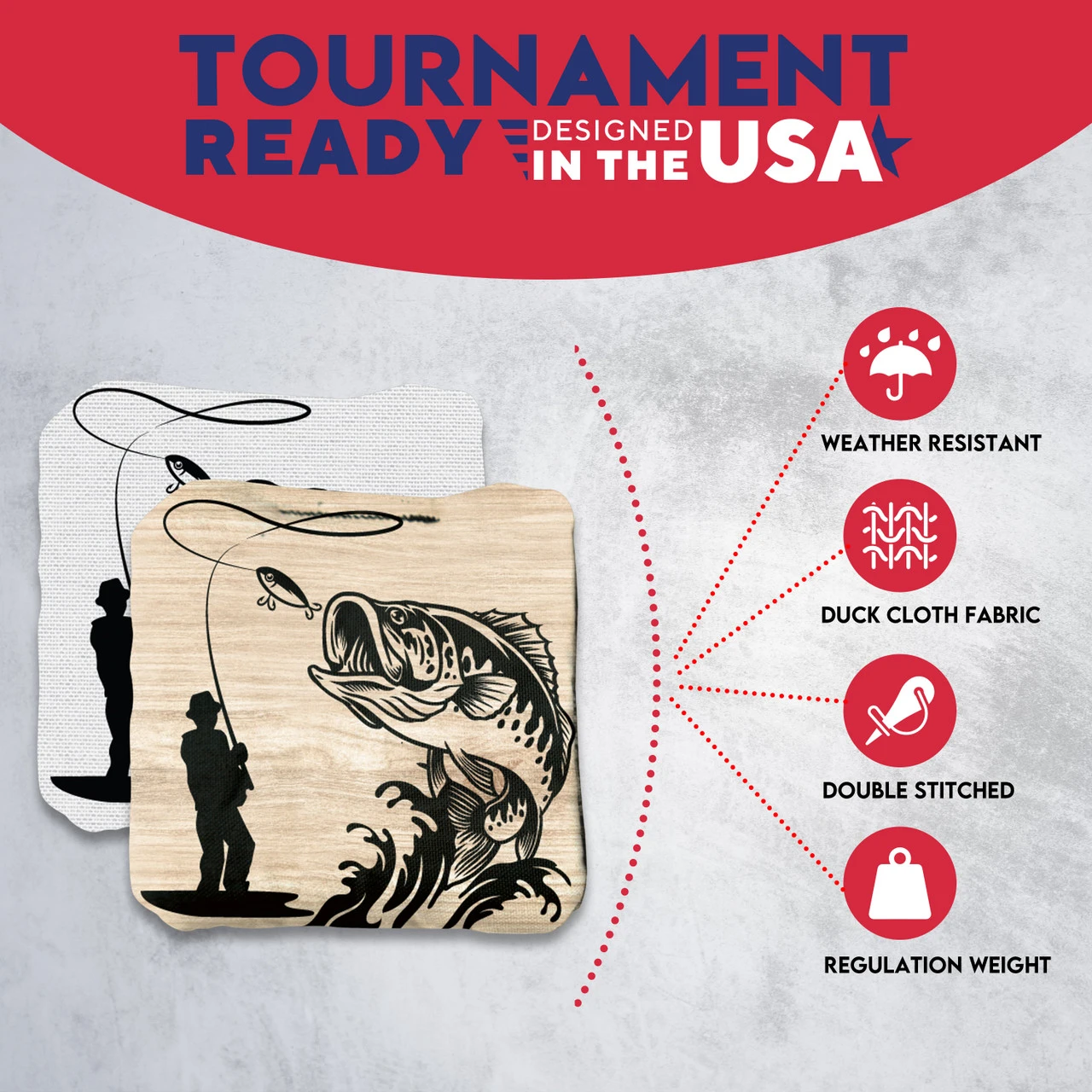 White Brown Fish Professional Cornhole Bags - Set Of 8 - Image 5