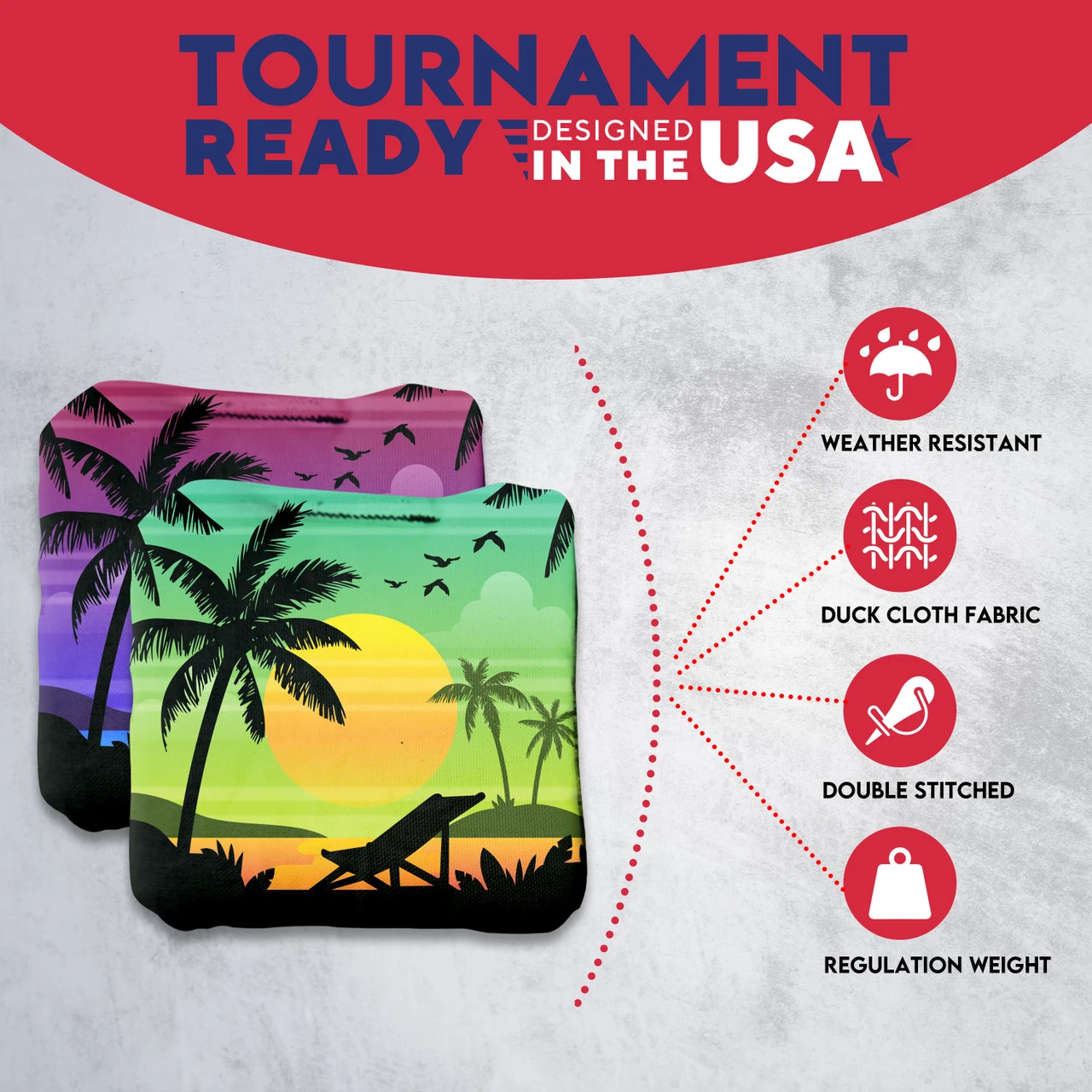Colorful Beach Professional Cornhole Bags - Set Of 8 - Image 5