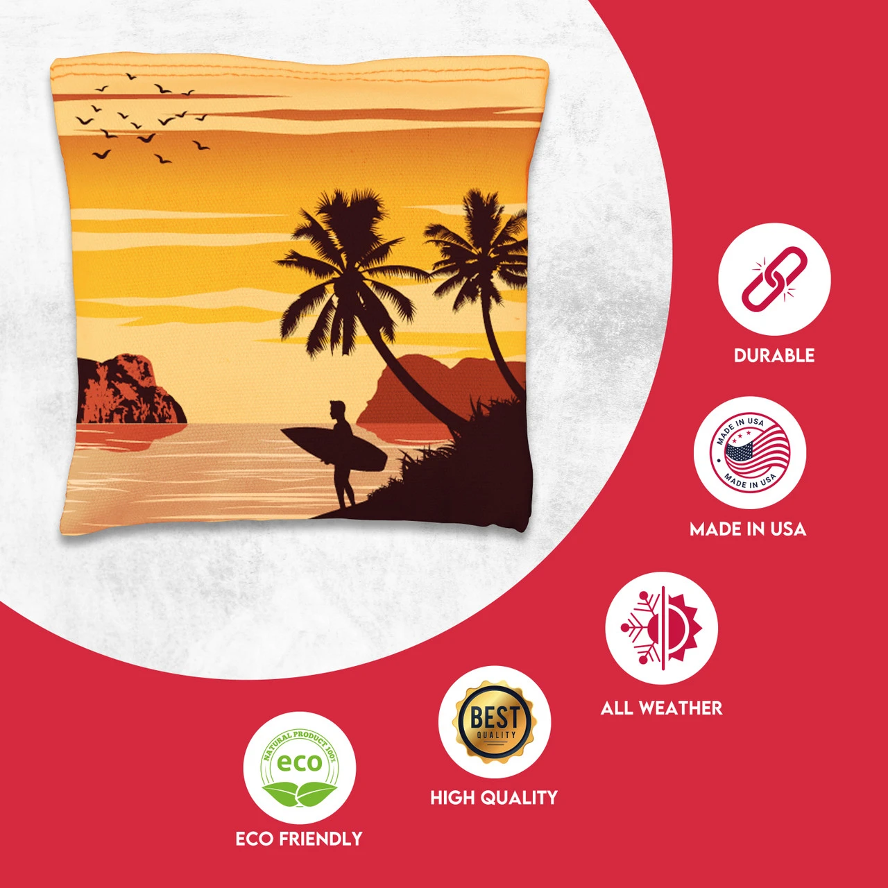 Orange Purple Beach Tournament Cornhole Bags - Set Of 8 - Image 2