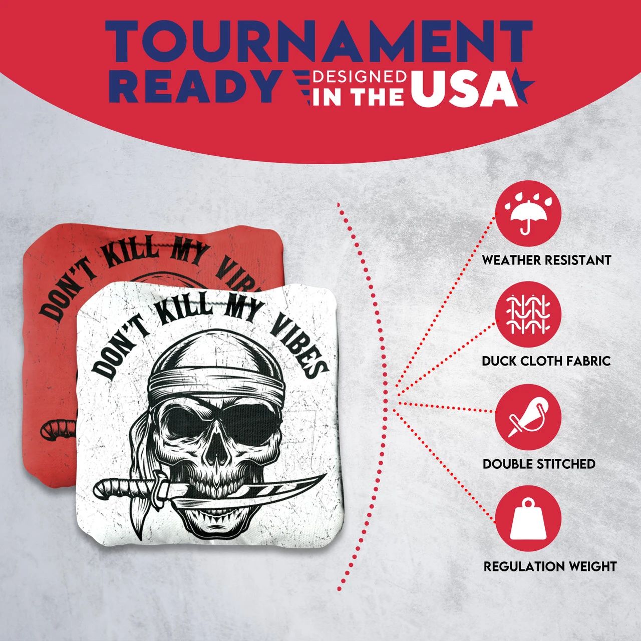 Don't Kill My Vibes Professional Cornhole Bags - Set Of 8 - Image 5