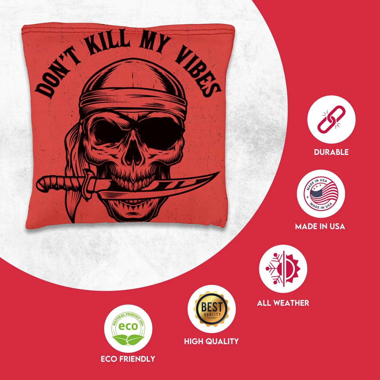 Don't Kill My Vibes Tournament Cornhole Bags - Set Of 8 - Image 2