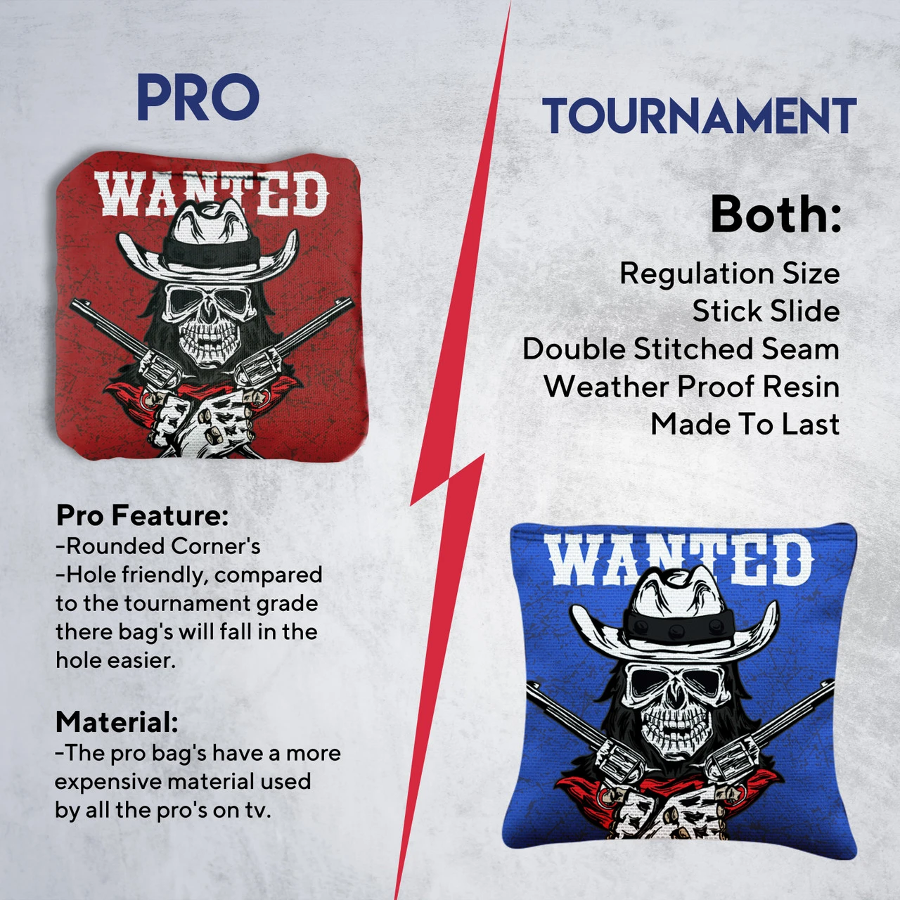 Wanted Skull Professional Cornhole Bags - Set Of 8 - Image 6