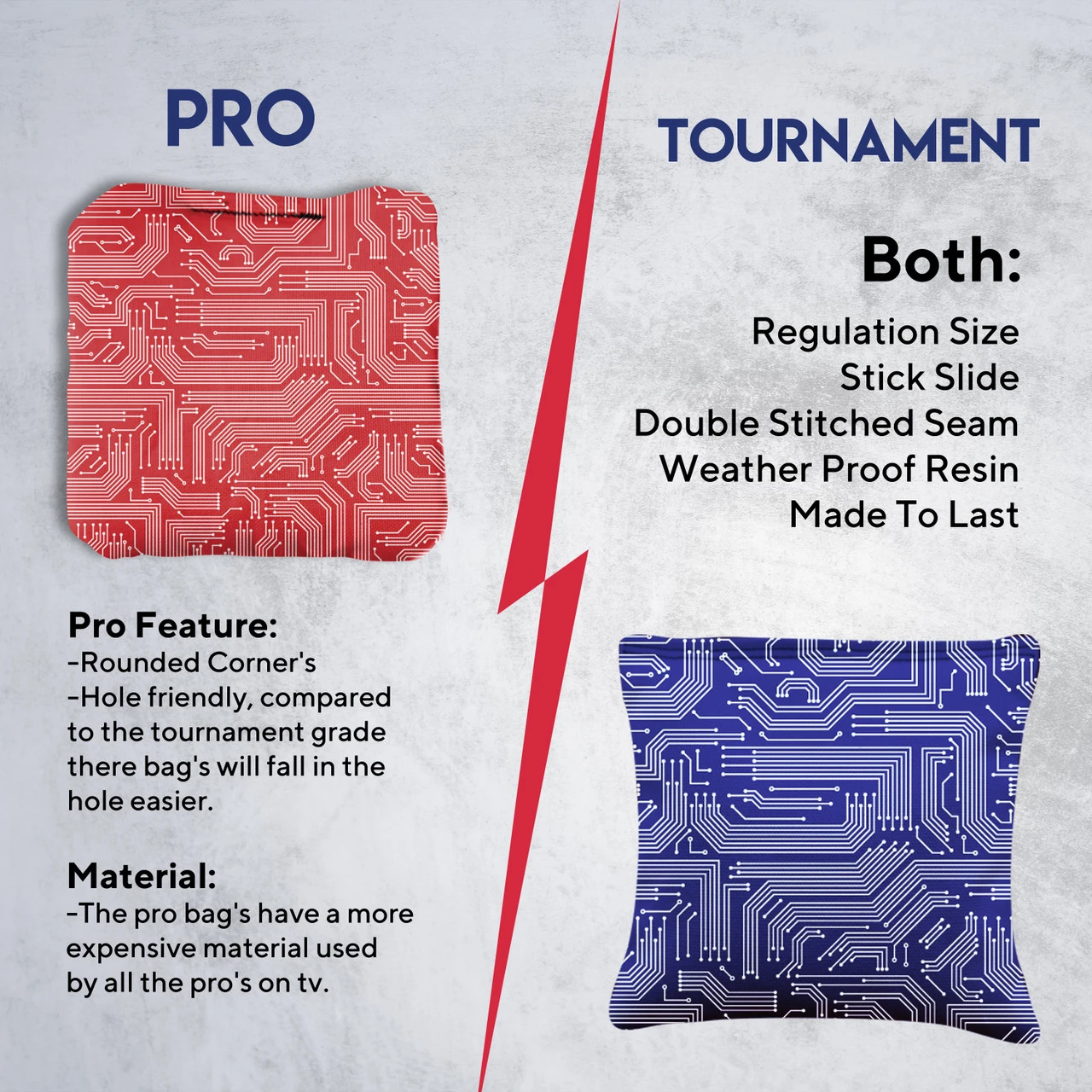 Red Blue Tech Professional Cornhole Bags - Set Of 8 - Image 6