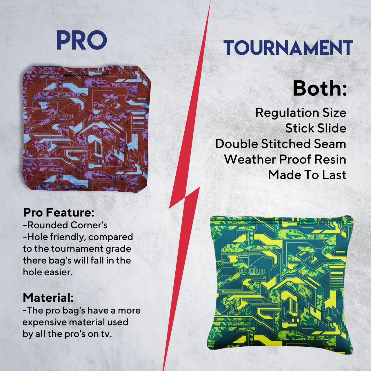 Green Purple Tech Fusion Tournament Cornhole Bags - Set Of 8 - Image 6