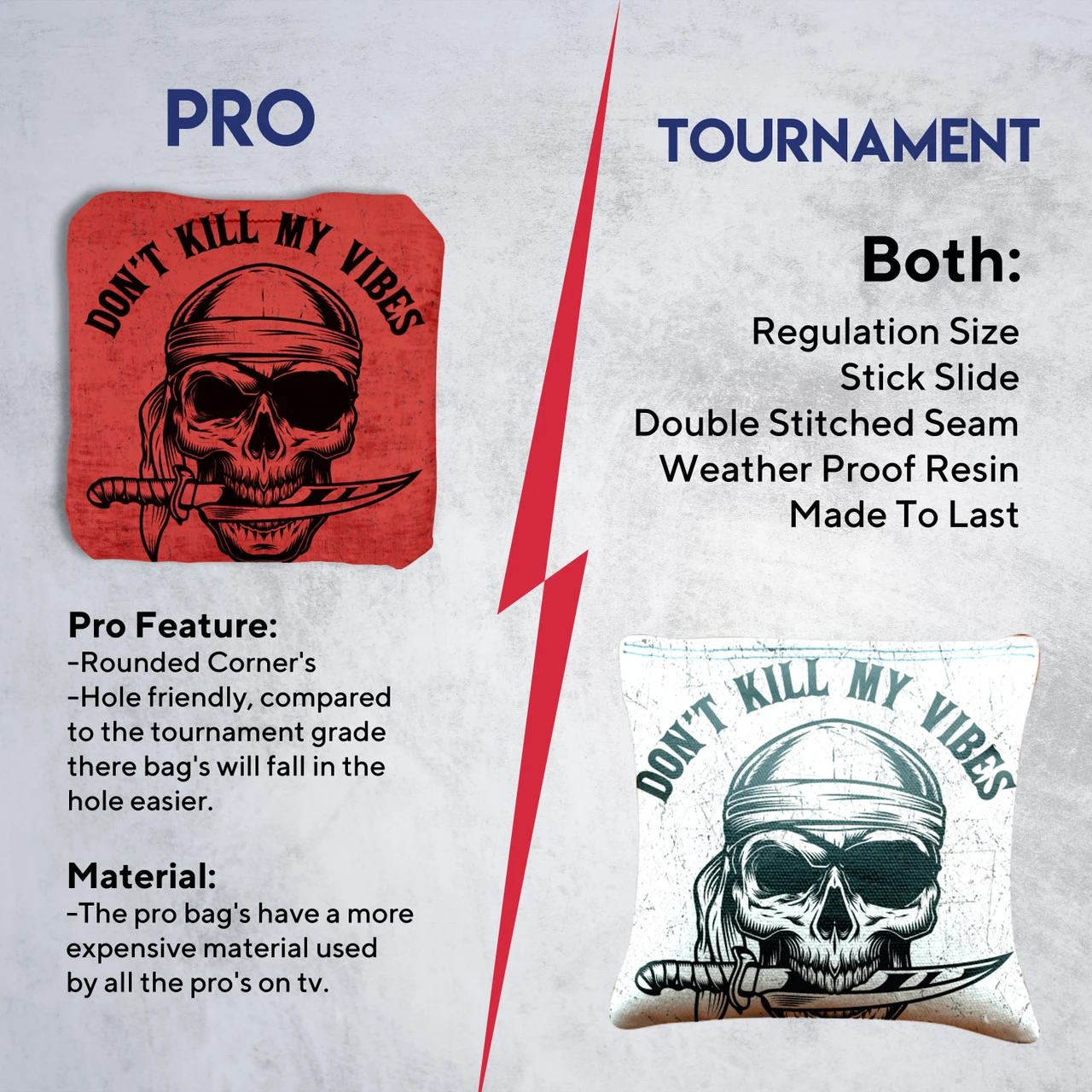 Don't Kill My Vibes Tournament Cornhole Bags - Set Of 8 - Image 6