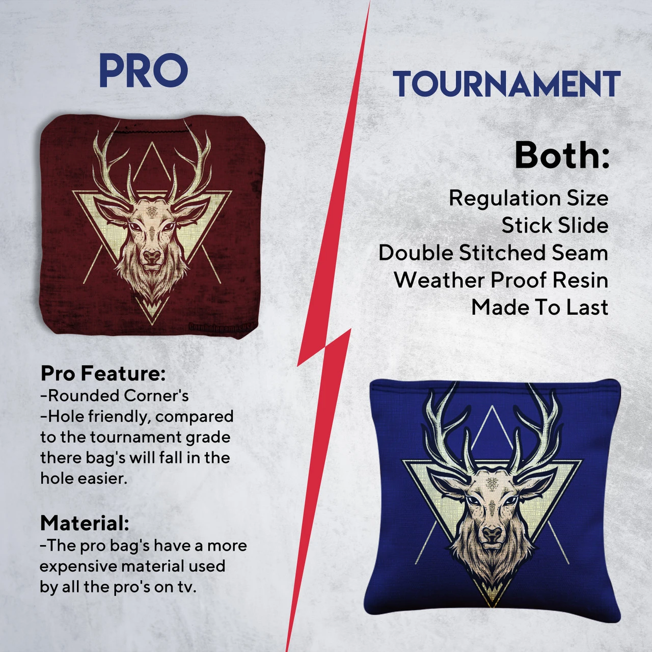 Red Blue Deer Tournament Cornhole Bags - Set Of 8 - Image 6