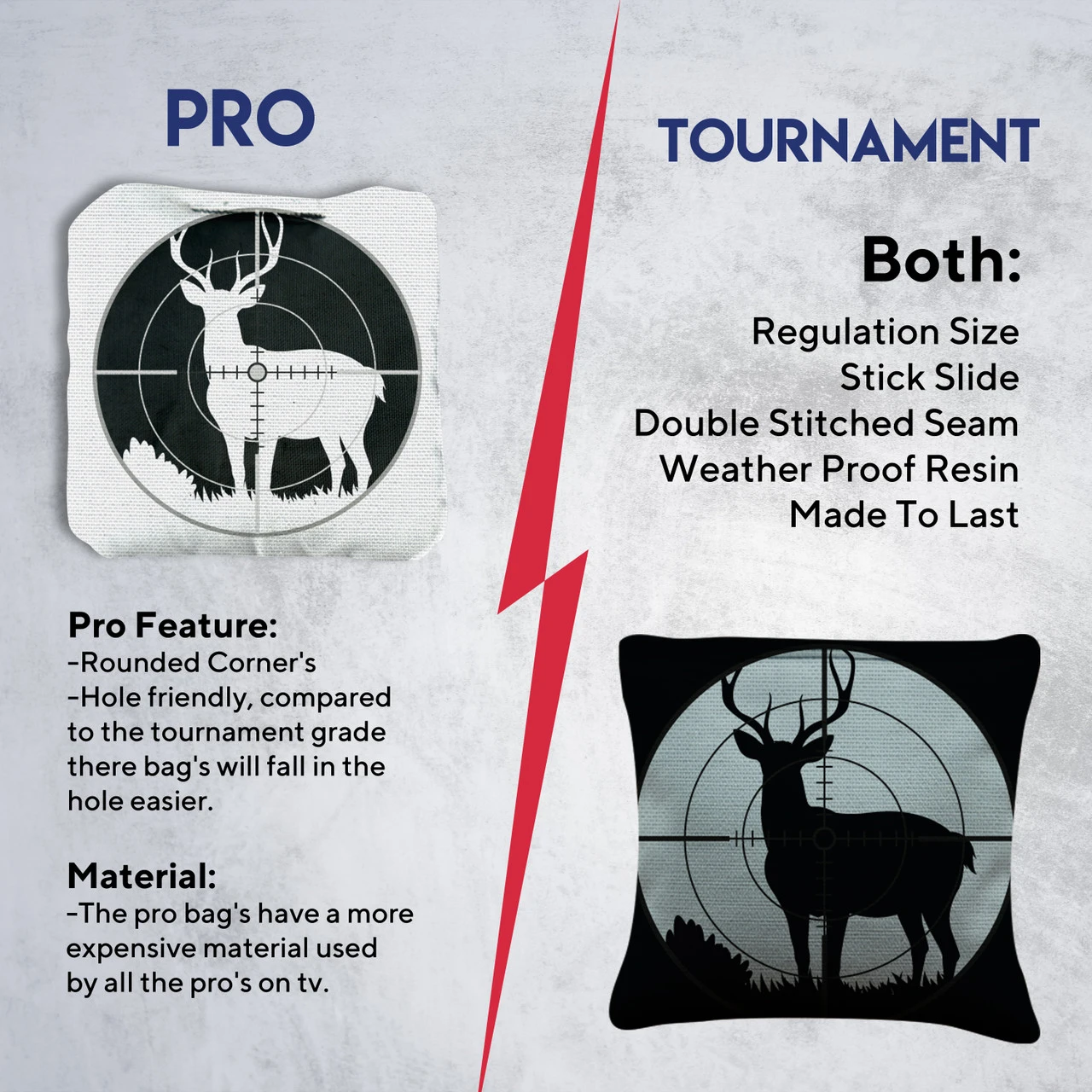 Black White Deer In Scope Professional Cornhole Bags - Set Of 8 - Image 6