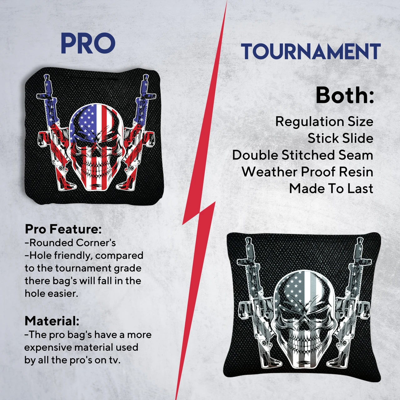 Flag Skull Guns Professional Cornhole Bags - Set Of 8 - Image 6