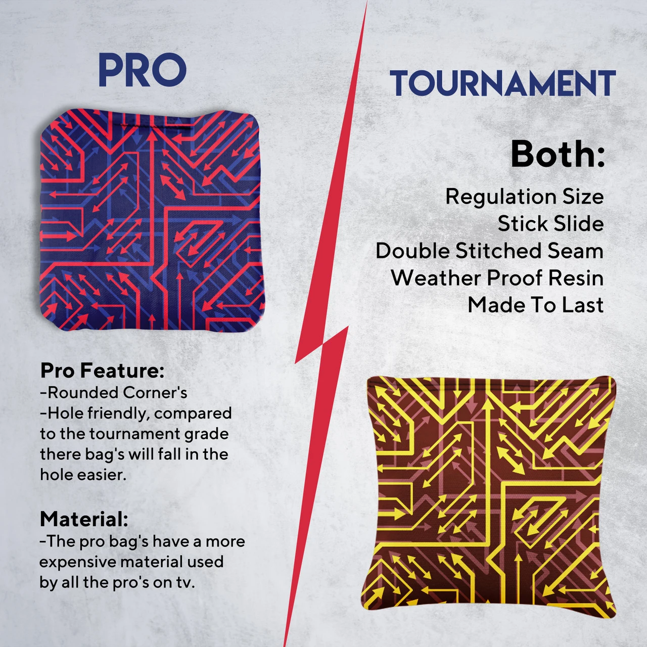 Red Yellow Tech Professional Cornhole Bags - Set Of 8 - Image 6