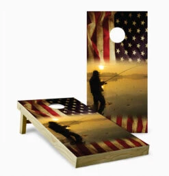 American Flag Fishing Cornhole Set With Bags