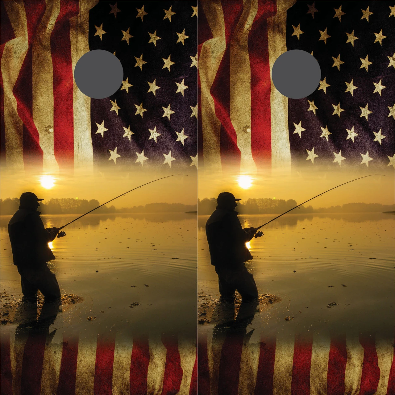 American Flag Fishing Cornhole Wraps - Set Of 2