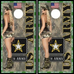 Army Girl Cornhole Wraps - Set Of 2