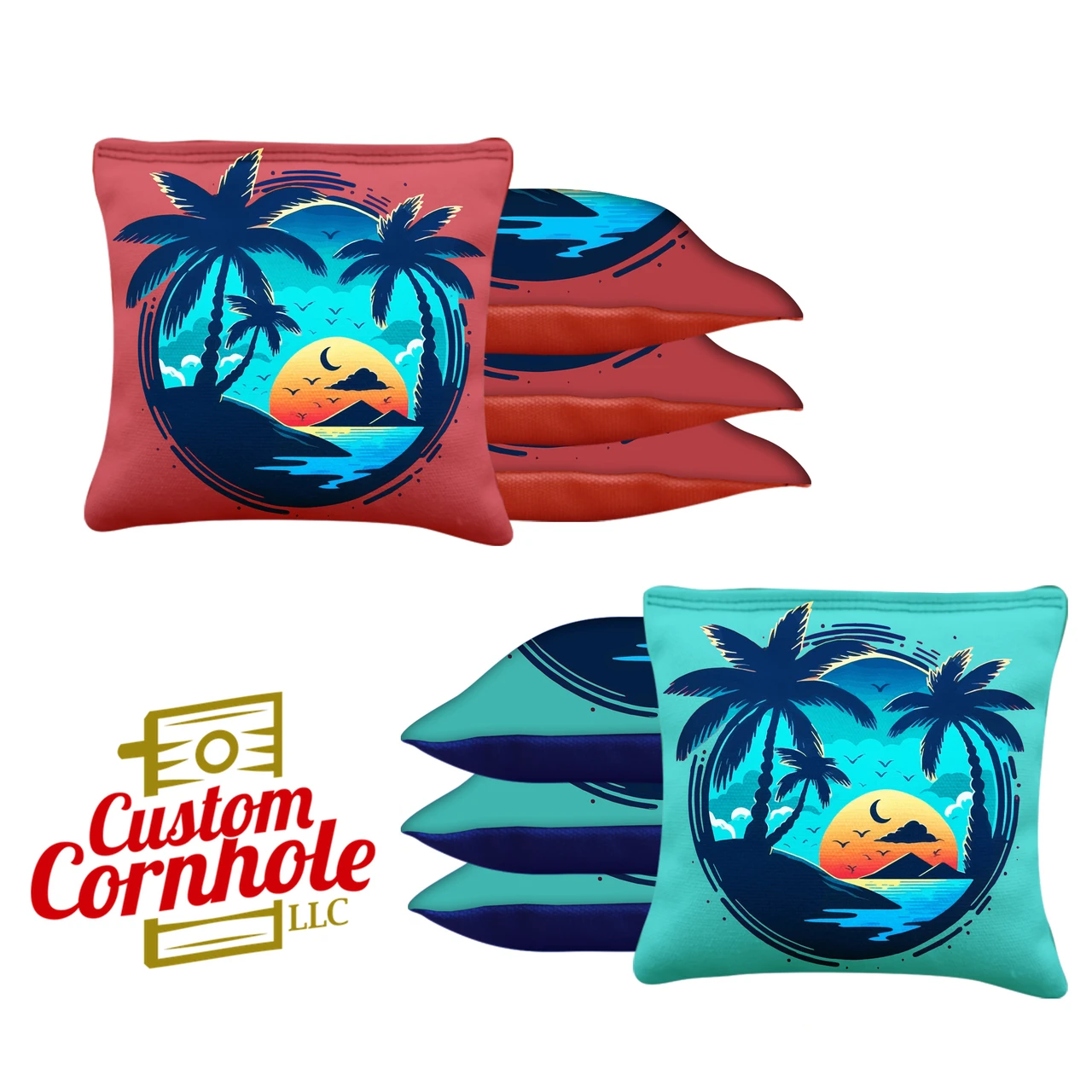 Beach Circle Tournament Cornhole Bags - Set Of 8