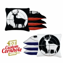 Black White Deer In Scope Tournament Cornhole Bags - Set Of 8
