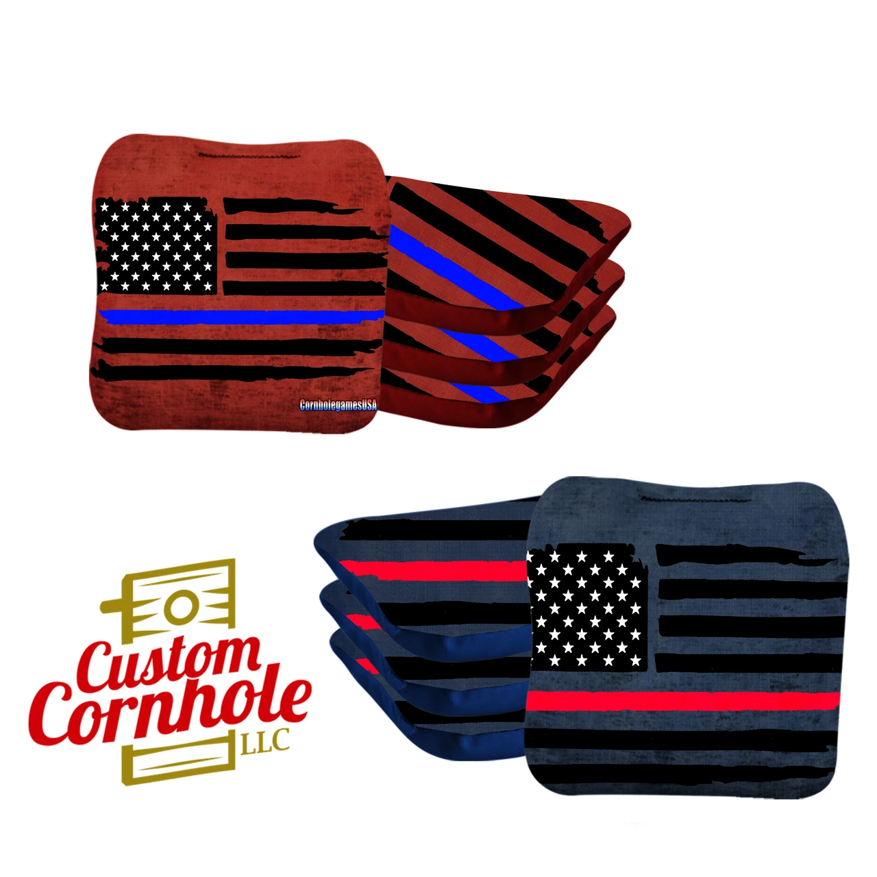 Blue Line Red Line Professional Cornhole Bags - Set Of 8