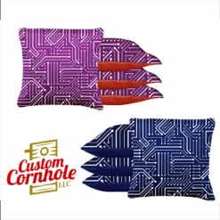 Blue Pink Purple Tech Tournament Cornhole Bags - Set Of 8