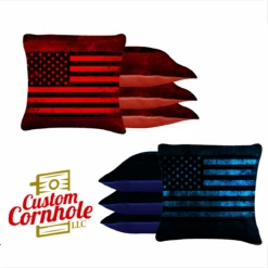 Blue Red Lines Tournament Cornhole Bags - Set Of 8