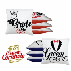 Bride Groom Tournament Cornhole Bags - Set Of 8