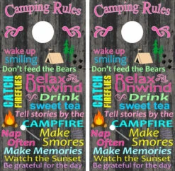 Camping Rules Cornhole Wraps - Set Of 2