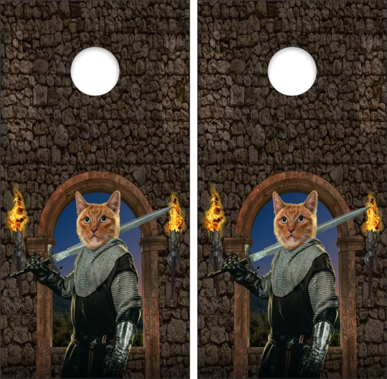 Cat Knight Cornhole Wraps - Set Of 2