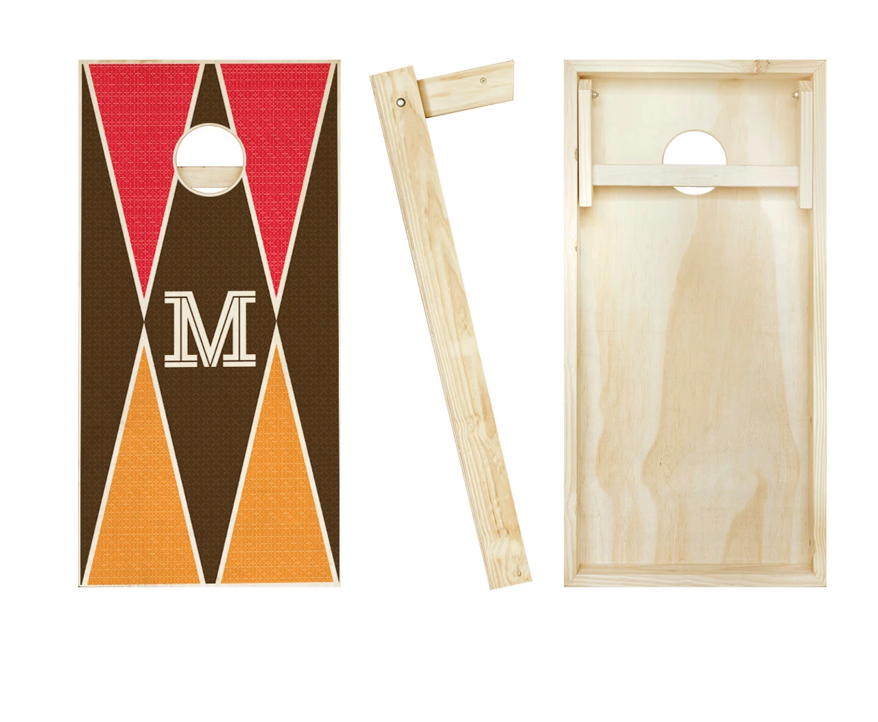 Colored Monogram Triangles Cornhole Set With Bags - Image 2