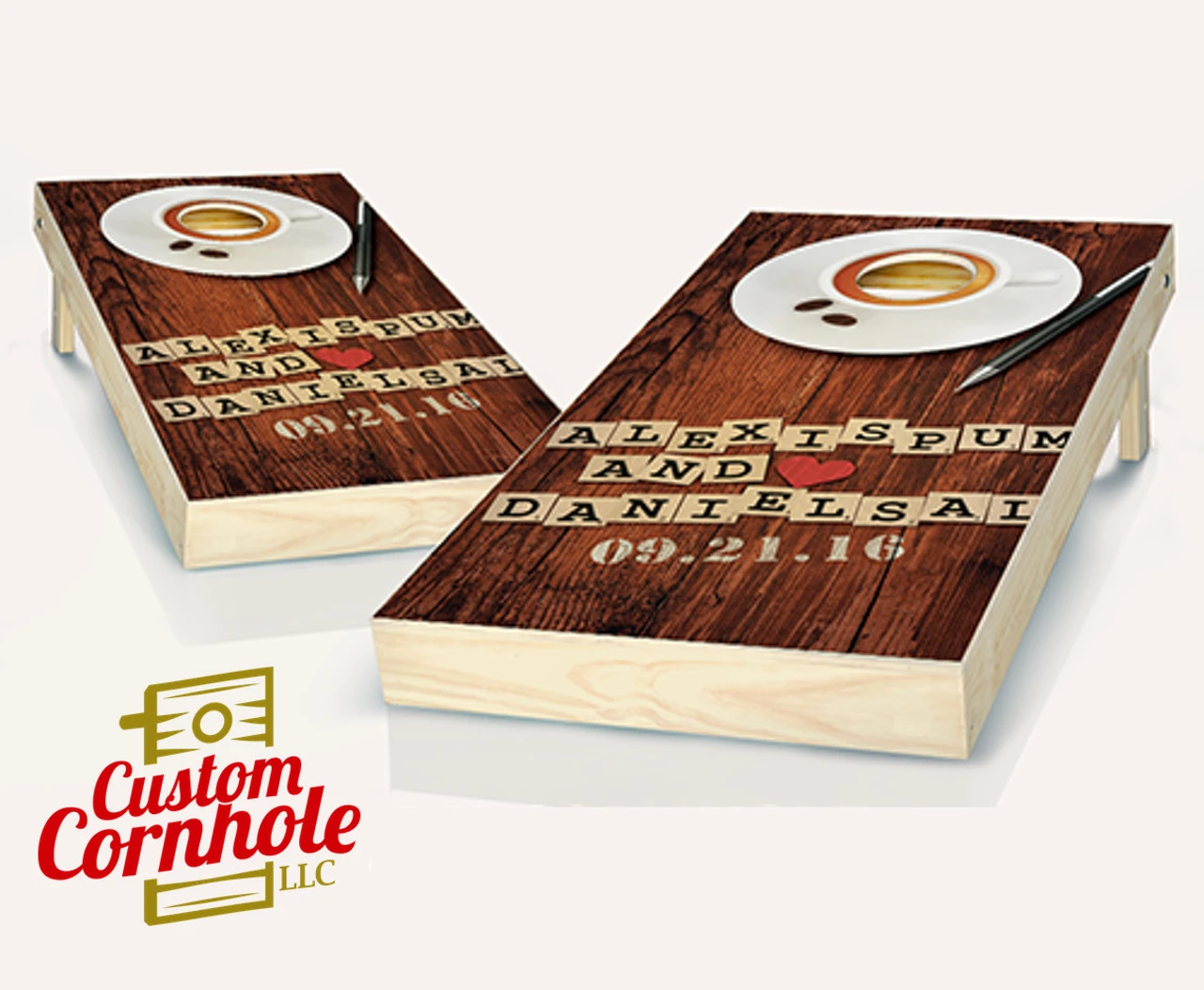 Couples Wordgame Wedding Cornhole Set With Bags