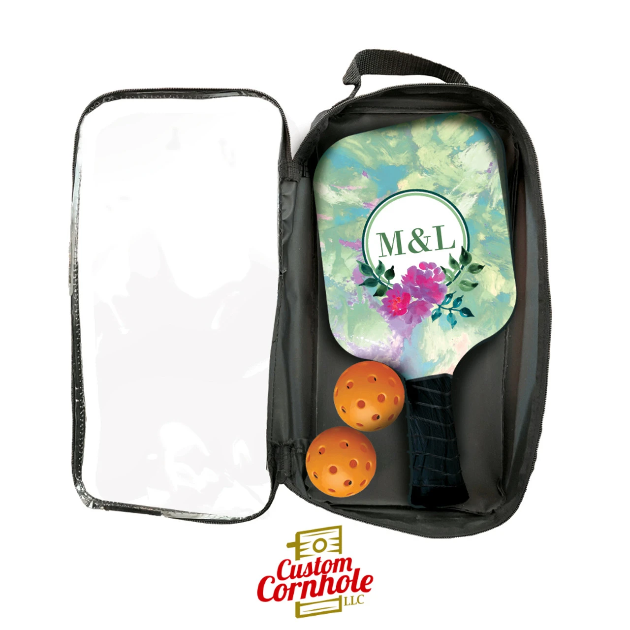 Custom Watercolor Monogram Pickleball Paddle Set - Image 2