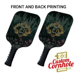 Custom Gold Flower Wedding Monogram And Date Pickleball Paddle Set