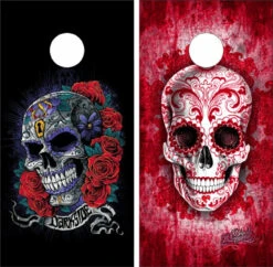 Sugar Skull Version 3 Cornhole Wraps - Set Of 2