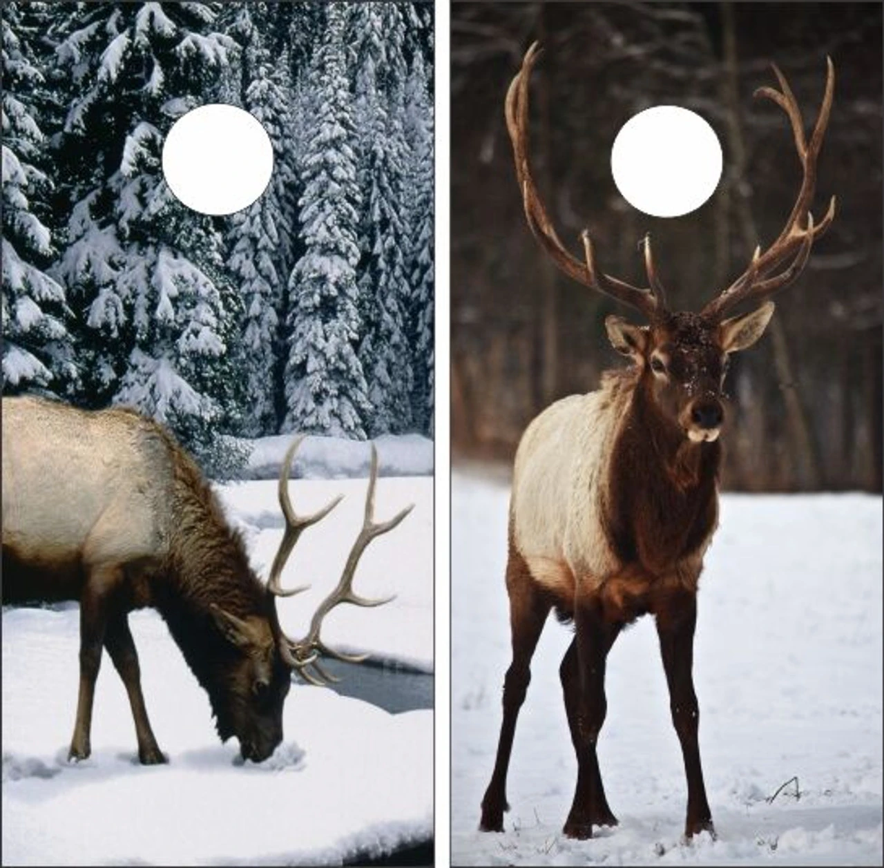 Elk In Snow Cornhole Wraps - Set Of 2