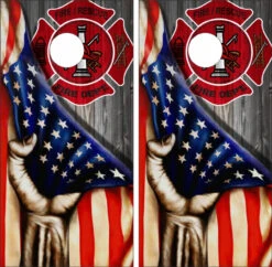 Fire Department Hand Pull Cornhole Wraps - Set Of 2