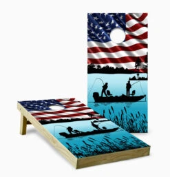 Fishing On Boat Cornhole Set With Bags