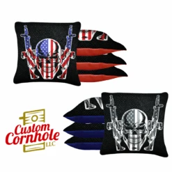 Flag Skull Guns Tournament Cornhole Bags - Set Of 8