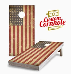 Grunge American Flag Cornhole Set With Bags