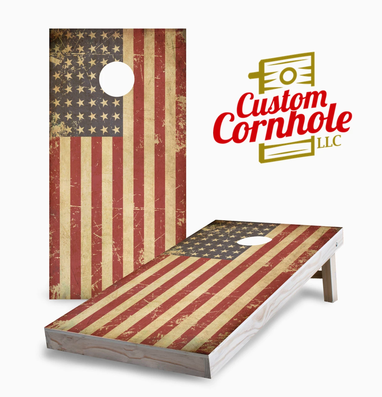 Grunge American Flag Cornhole Set With Bags
